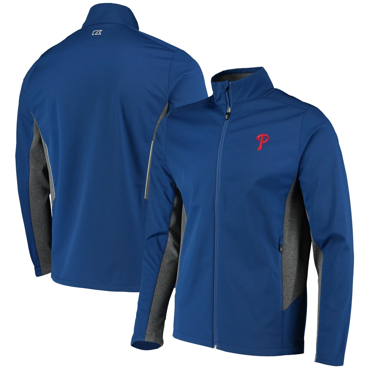 Men's Philadelphia Phillies Cutter & Buck Royal Navigate WeatherTec Full-Zip Jacket