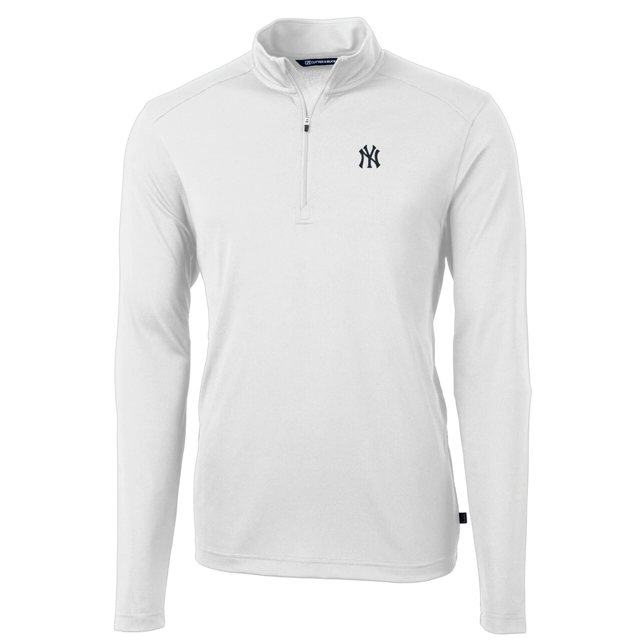 Men's New York Yankees Cutter & Buck White Virtue Eco Pique Recycled Quarter-Zip Pullover Top - Image 2