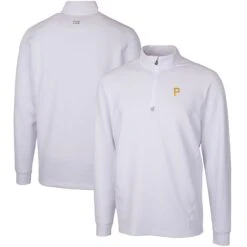 Men's Pittsburgh Pirates Cutter & Buck White Traverse Stretch Quarter-Zip Pullover Top
