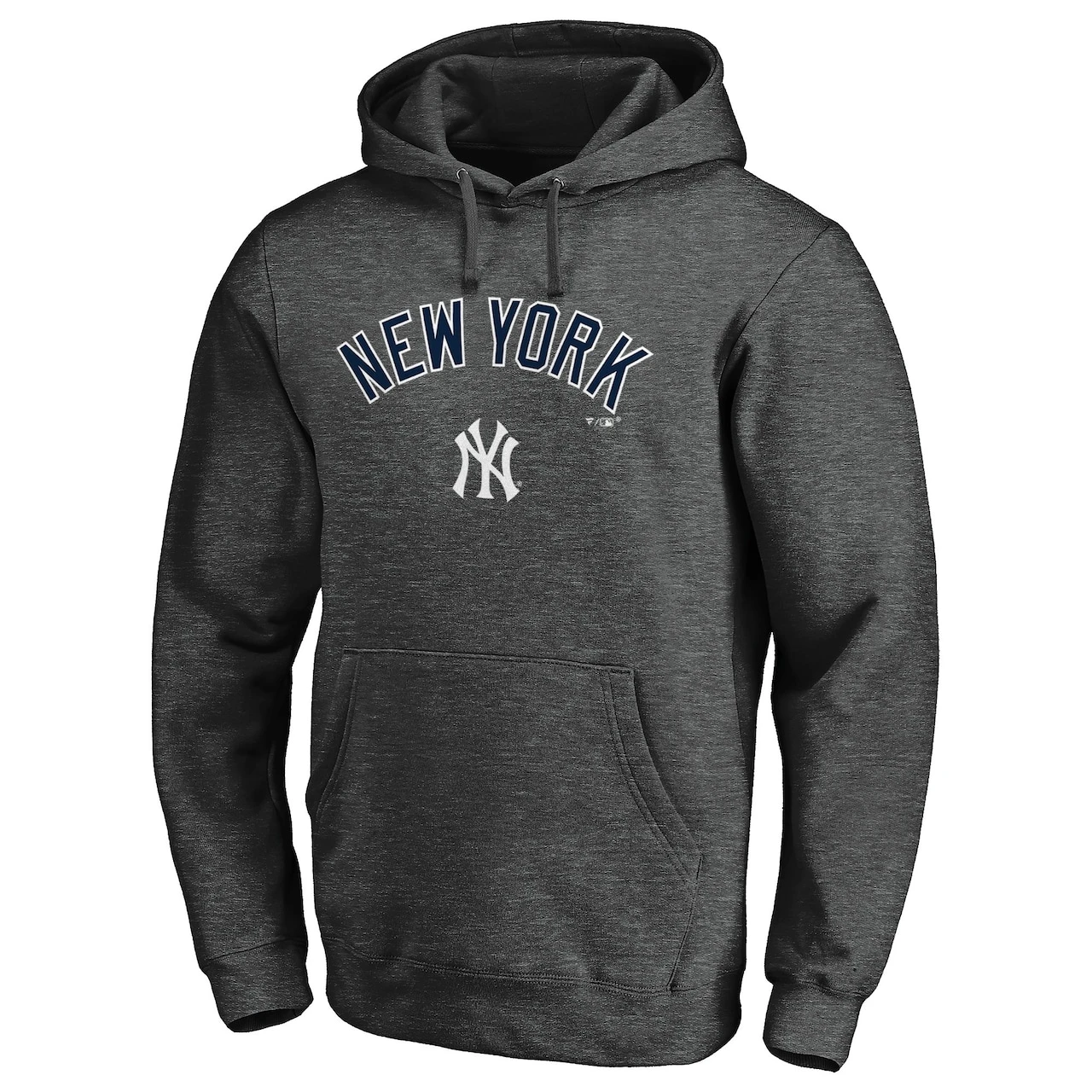 Men's New York Yankees Fanatics Branded Charcoal Team Logo Lockup Fitted Pullover Hoodie - Image 2
