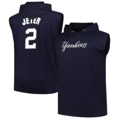 Men's New York Yankees Derek Jeter Fanatics Branded Navy Name & Number Muscle Tank Hoodie