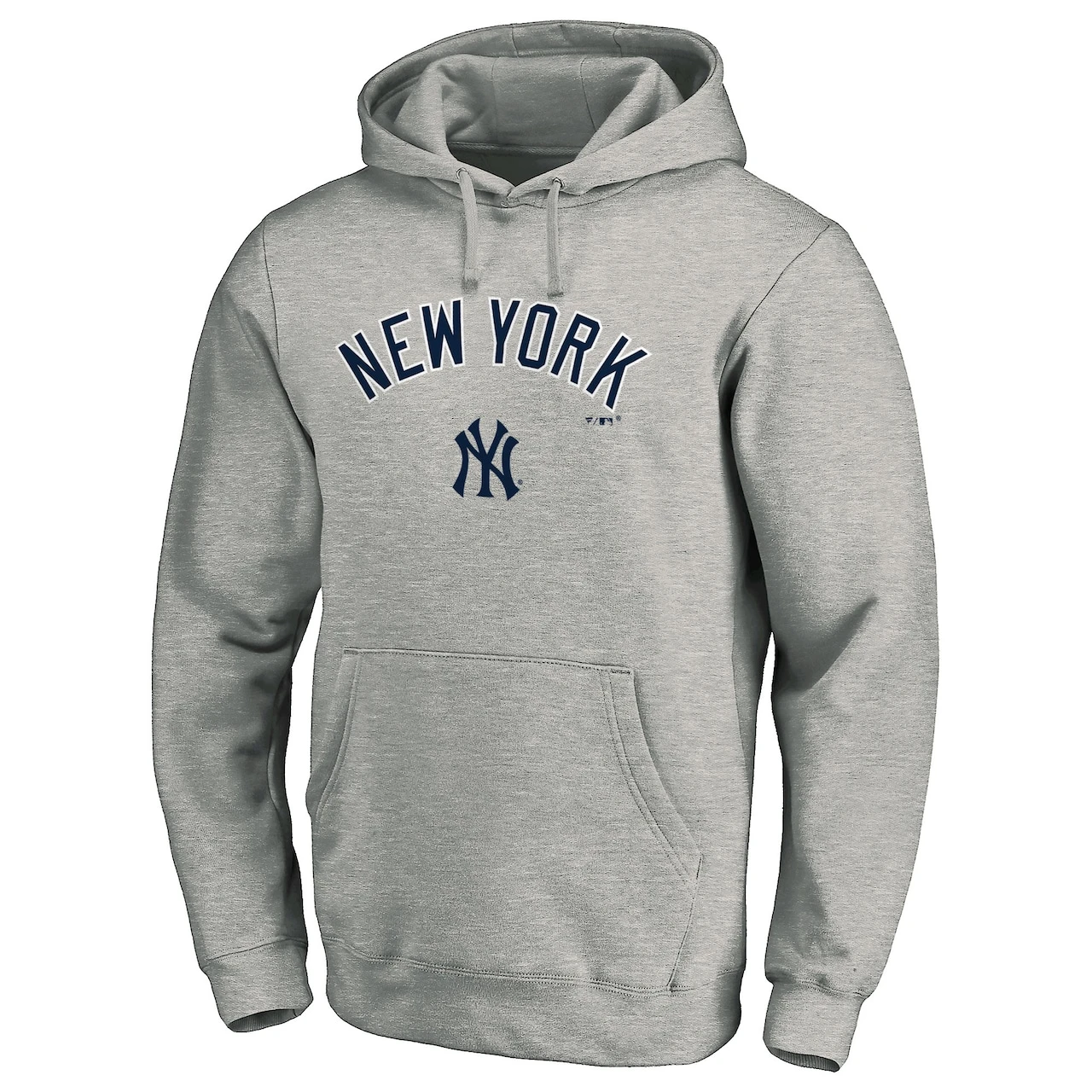 Men's New York Yankees Fanatics Branded Heather Gray Team Logo Lockup Fitted Pullover Hoodie - Image 2