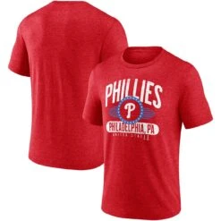 Men's Philadelphia Phillies Fanatics Branded Heathered Red Badge Of Honor Tri-Blend T-Shirt