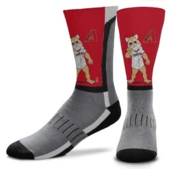 Men's Arizona Diamondbacks For Bare Feet Mascot Snoop V-Curve Crew Socks