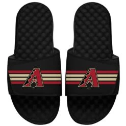 Men's Arizona Diamondbacks ISlide Black Varsity Stripes Slide Sandals