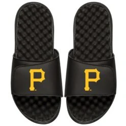 Men's Pittsburgh Pirates ISlide Black Primary Logo Slide Sandals