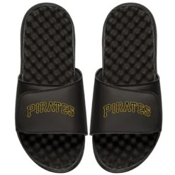 Men's Pittsburgh Pirates ISlide Black Wordmark Slide Sandals