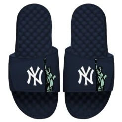 Men's New York Yankees ISlide Navy Local City Patch Design Slide Sandals