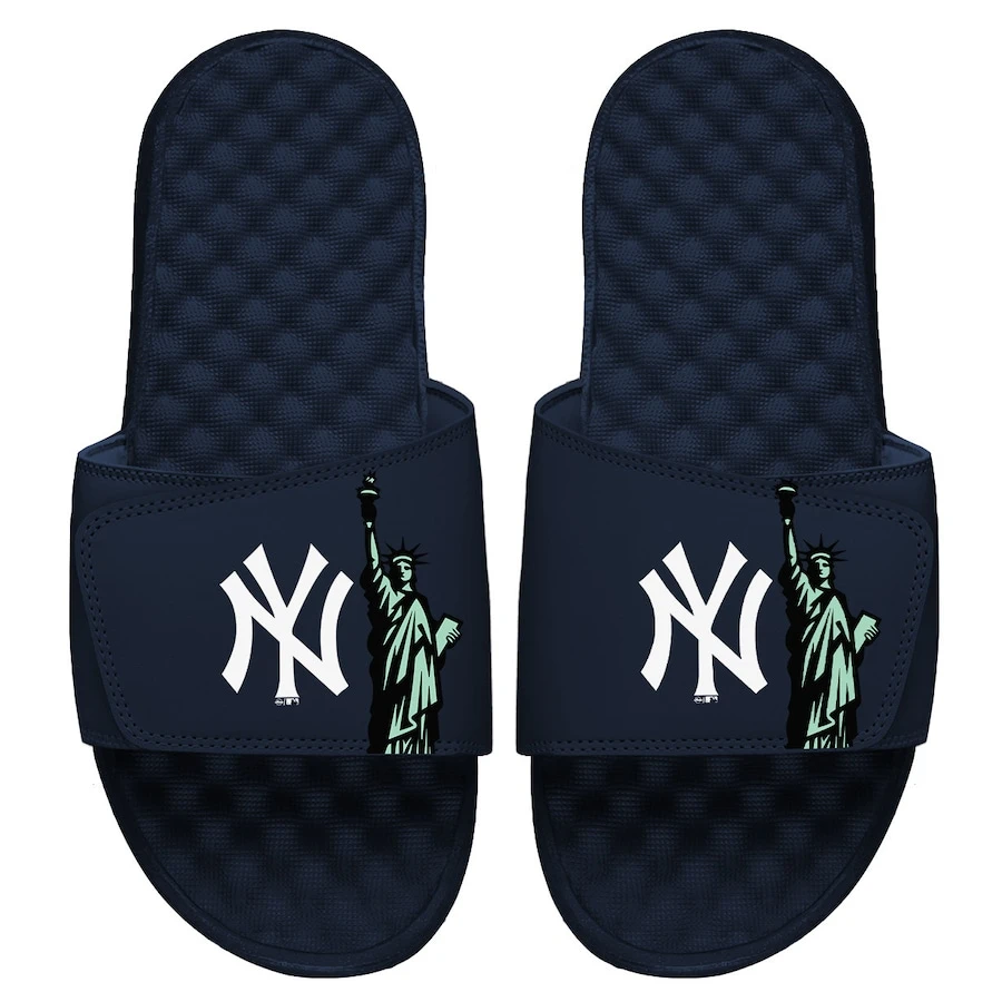 Men's New York Yankees ISlide Navy Local City Patch Design Slide Sandals