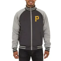 Men's Pittsburgh Pirates JH Design Gray Reversible Track Jacket