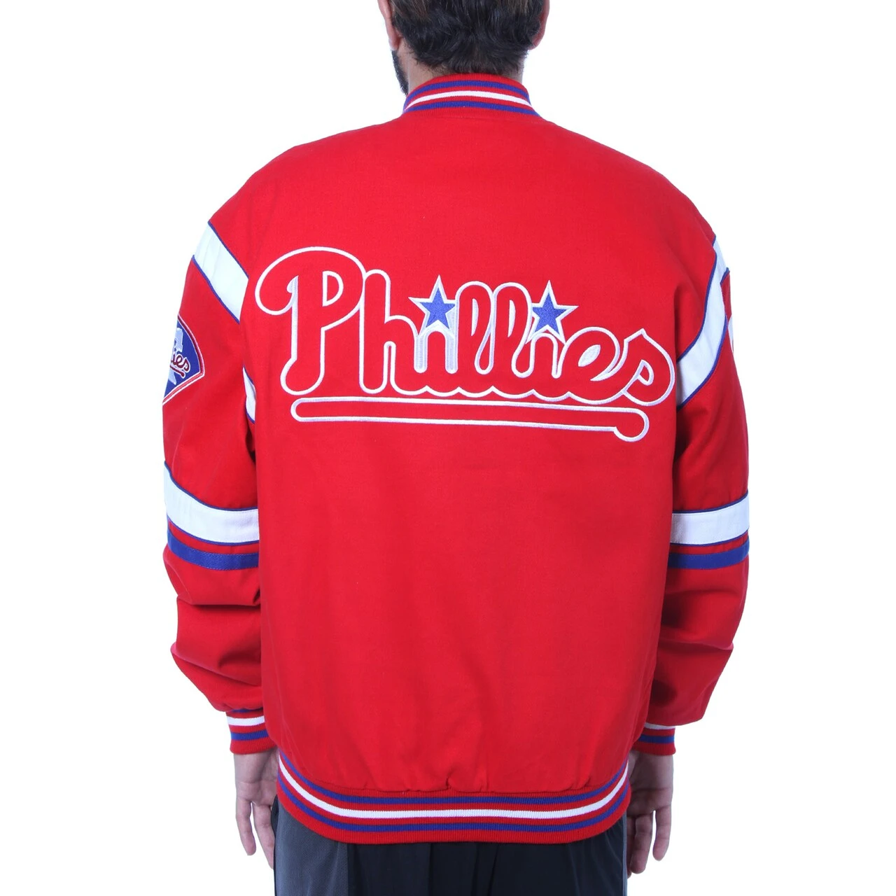 Men's Philadelphia Phillies JH Design Red Embroidered Logo Twill Full-Snap Jacket - Image 2