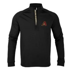 Men's Arizona Diamondbacks Levelwear Black Calibre Quarter-Zip Pullover Top