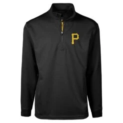 Men's Pittsburgh Pirates Levelwear Black Austin Quarter-Zip Pullover Top