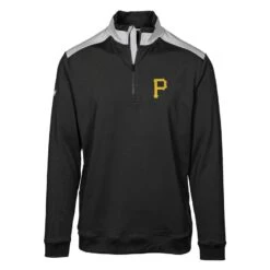 Men's Pittsburgh Pirates Levelwear Black Manifest Quarter-Zip Pullover Top