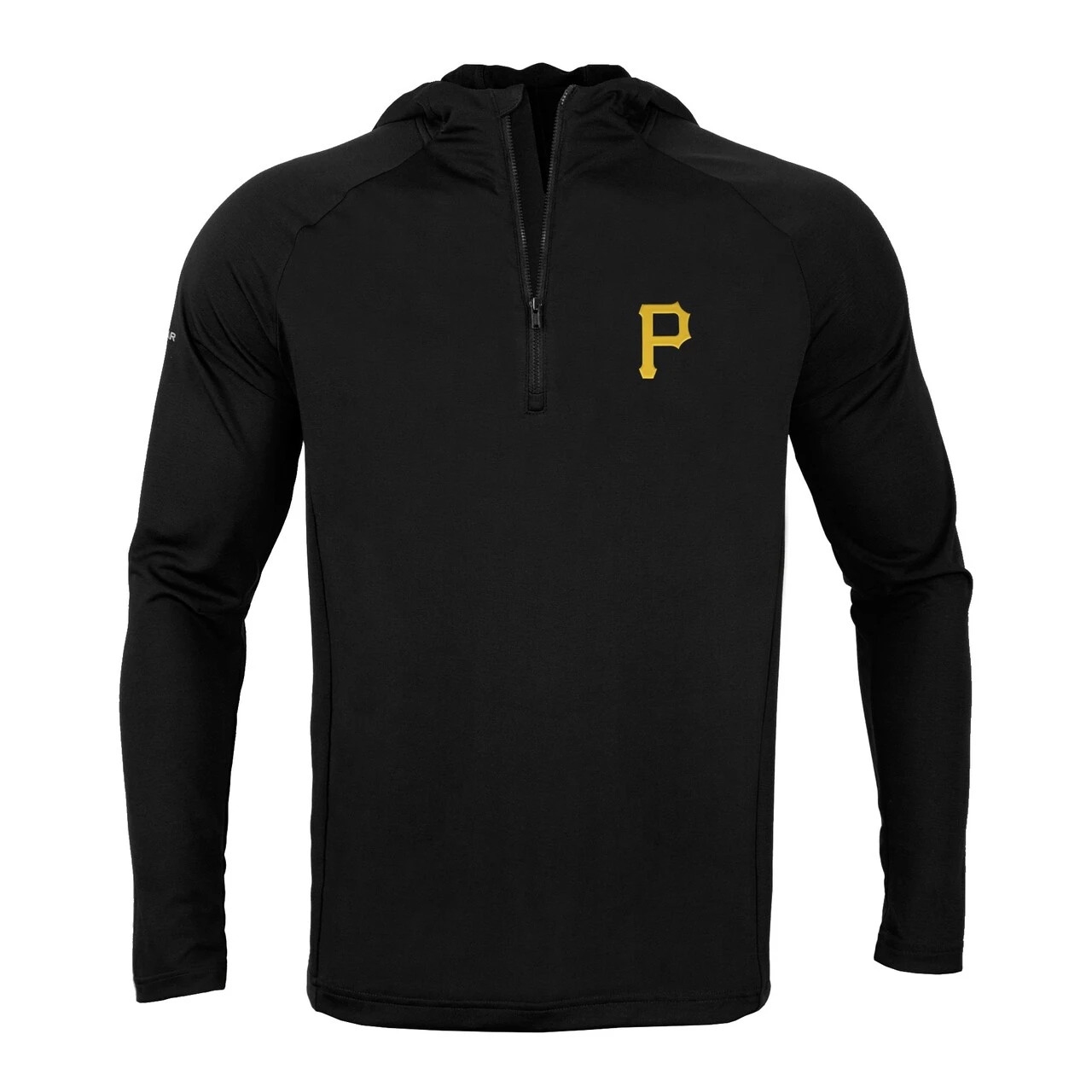 Men's Pittsburgh Pirates Levelwear Black Zander Insignia Core Quarter-Zip Pullover Hoodie - Image 2