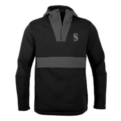 Men's Seattle Mariners Levelwear Black Ruckus Quarter-Zip Hoodie