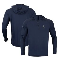 Men's Seattle Mariners Levelwear Navy Zander Insignia Core Quarter-Zip Pullover Hoodie
