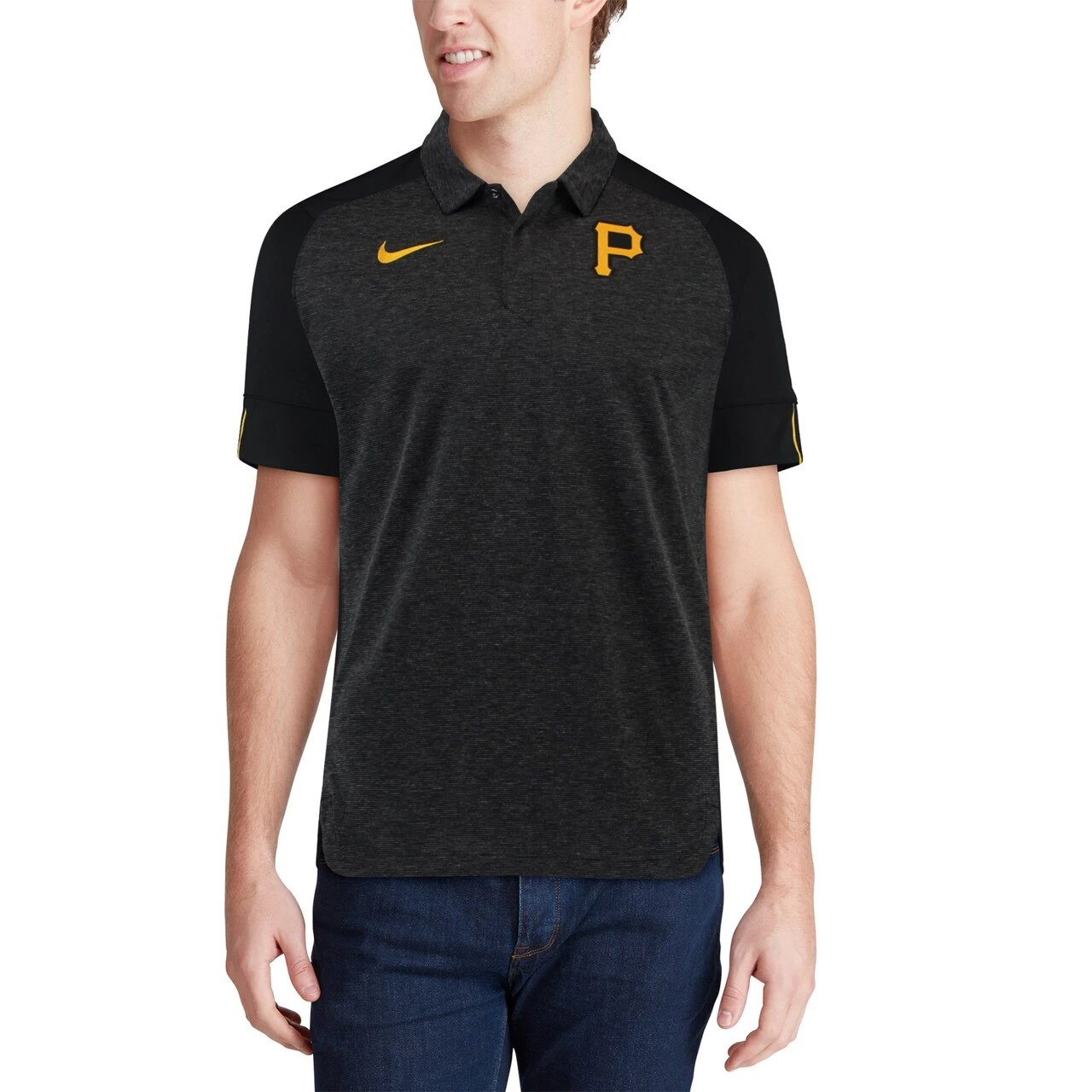 Men's Pittsburgh Pirates Nike Black Authentic Collection Team Logo Elite Polo - Image 4
