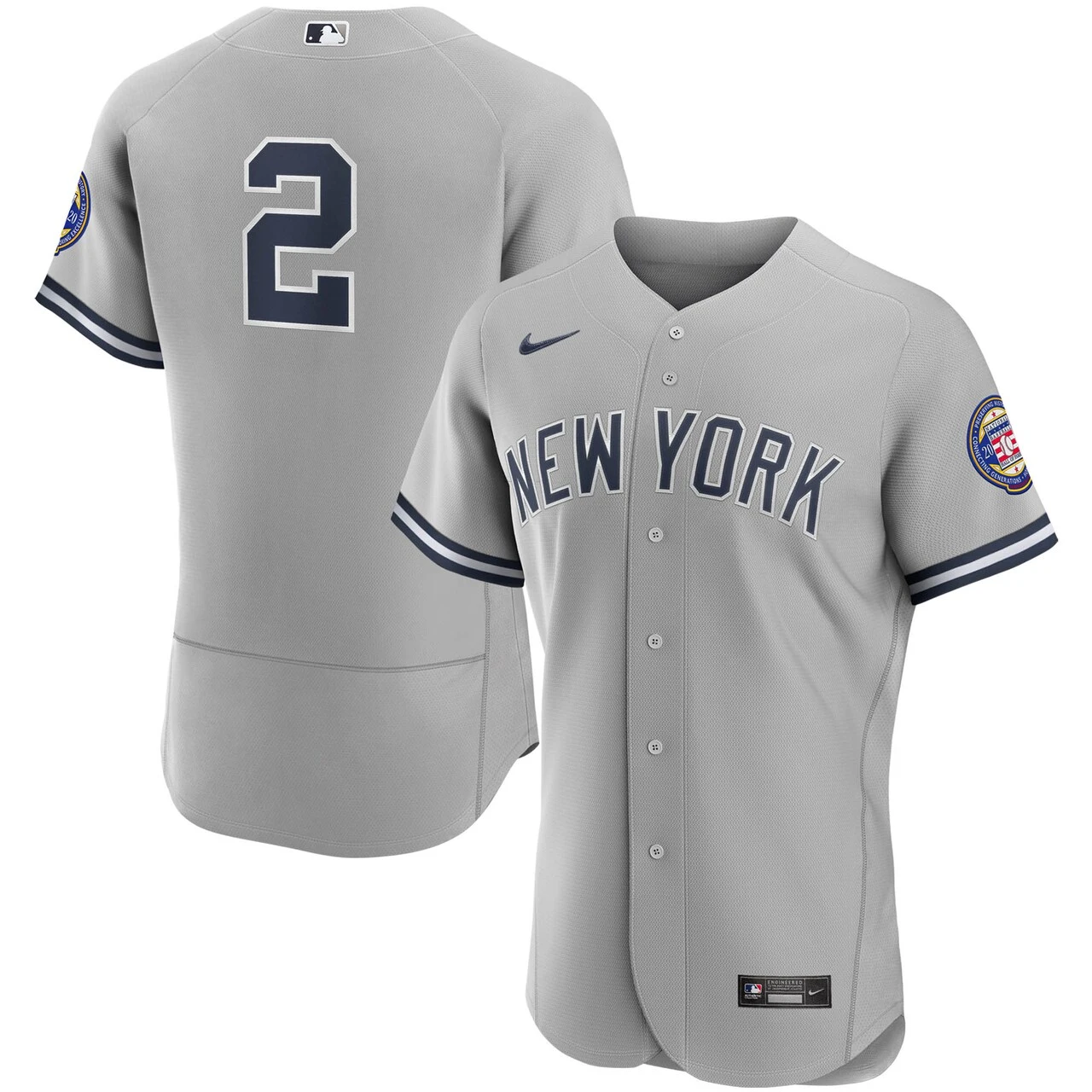 Men's New York Yankees Derek Jeter Nike Gray 2020 Hall Of Fame Induction Road Authentic Player Jersey
