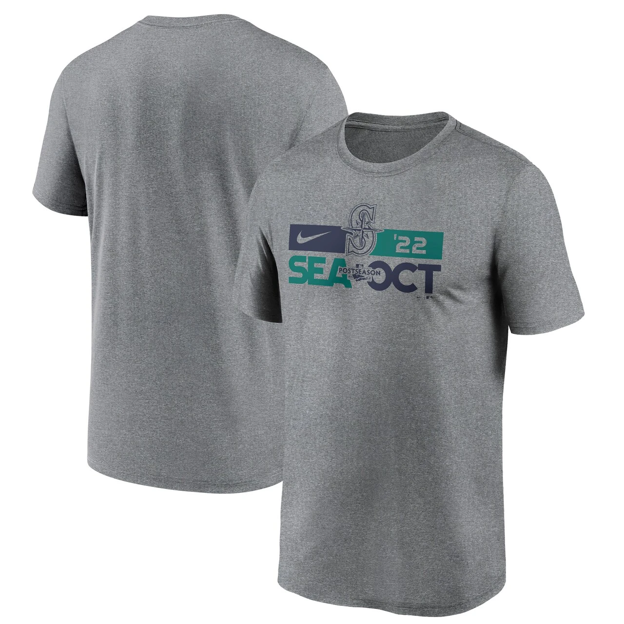 Men's Seattle Mariners Nike Heather Charcoal 2022 Postseason T-Shirt