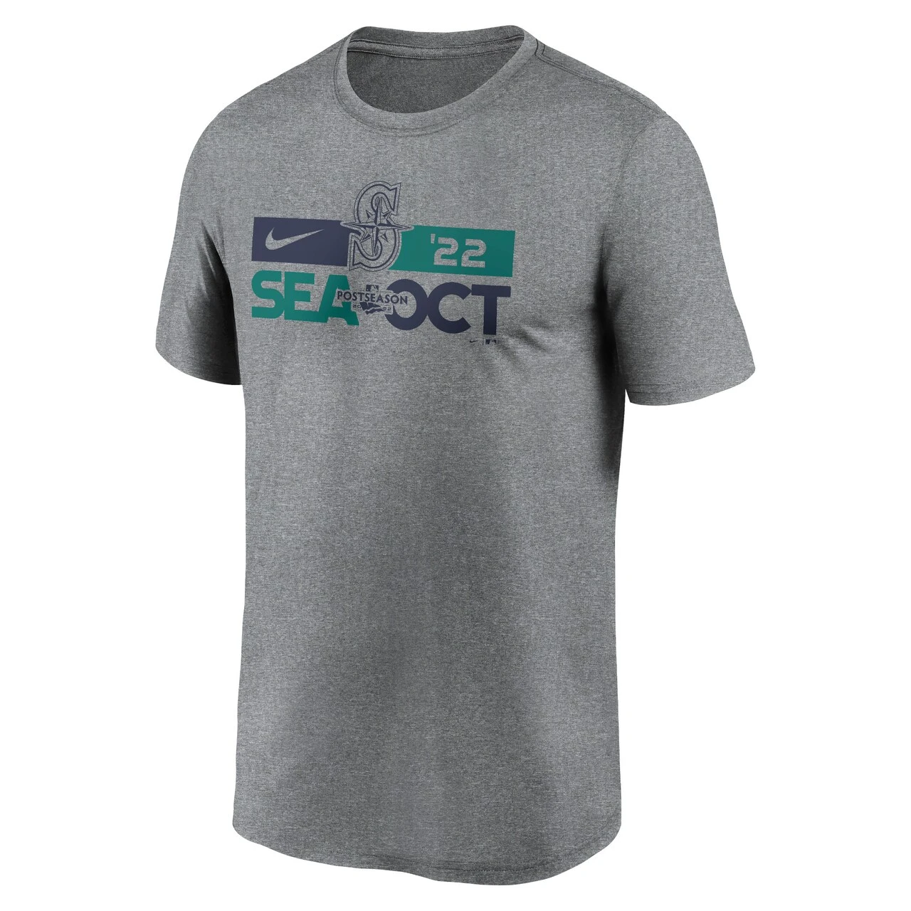 Men's Seattle Mariners Nike Heather Charcoal 2022 Postseason T-Shirt - Image 2