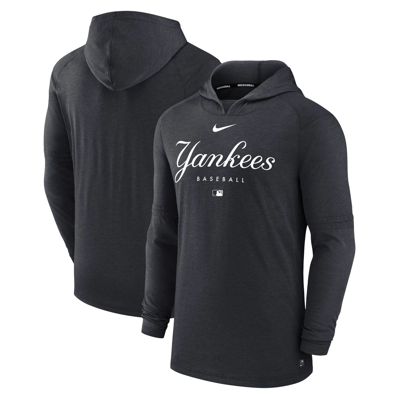 Men's New York Yankees Nike Heather Navy Authentic Collection Early Work Tri-Blend Performance Pullover Hoodie