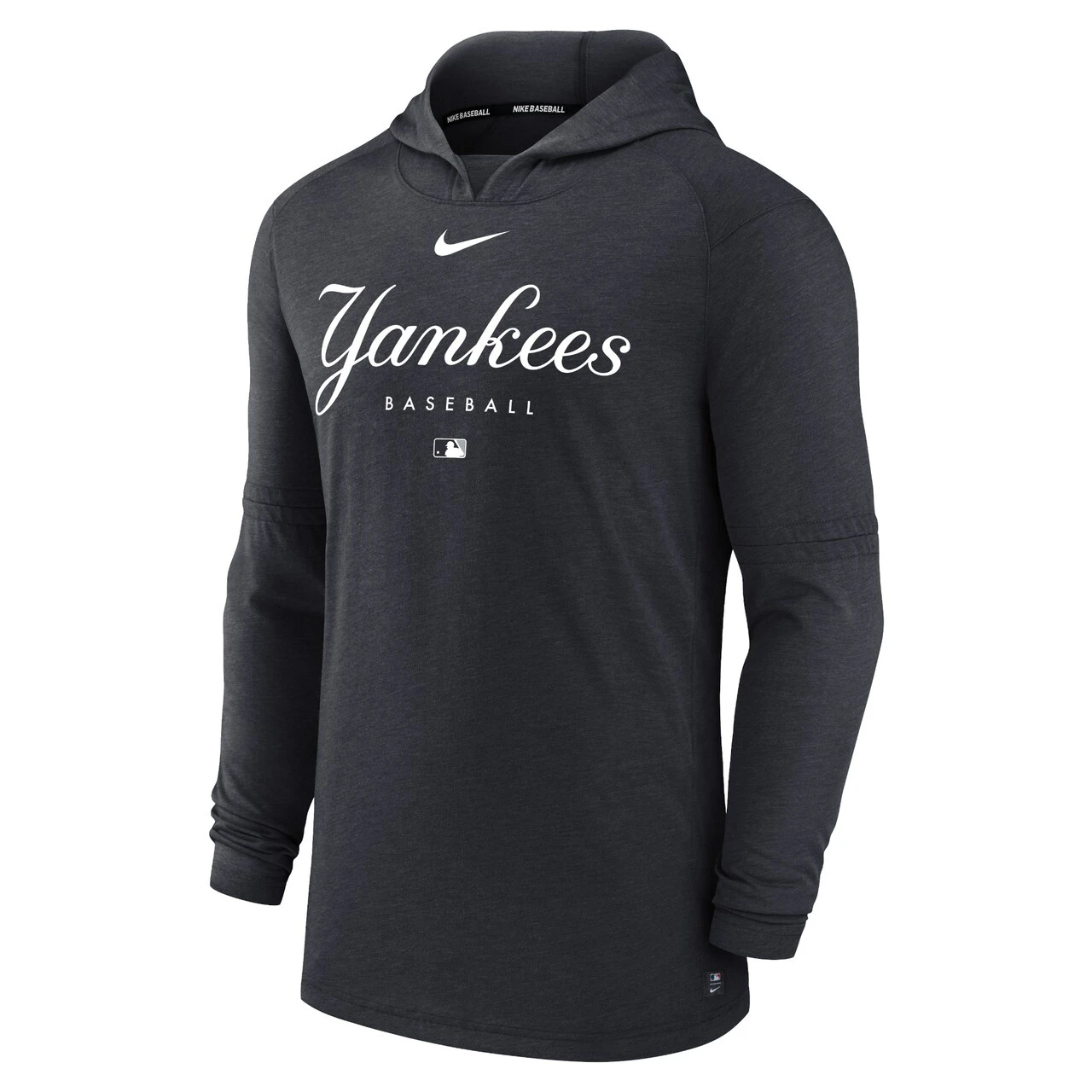 Men's New York Yankees Nike Heather Navy Authentic Collection Early Work Tri-Blend Performance Pullover Hoodie - Image 2