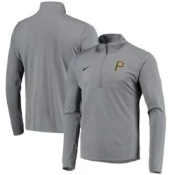 Men's Pittsburgh Pirates Nike Heathered Gray Team Logo Element Performance Half-Zip Sweatshirt