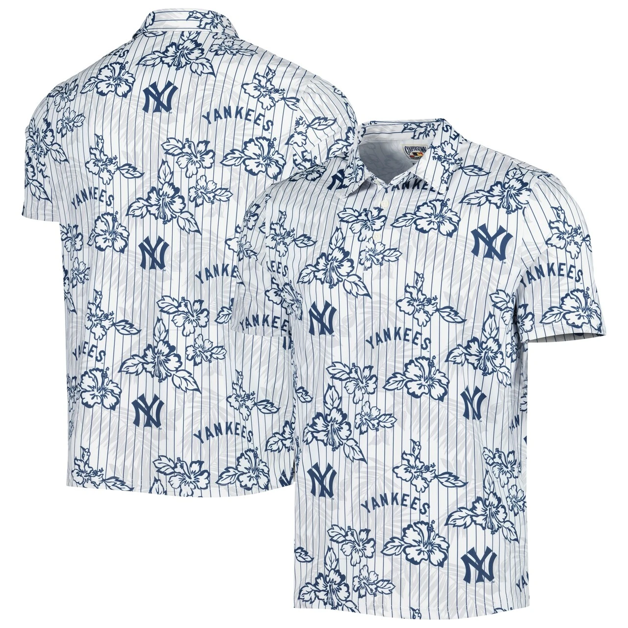 Men's New York Yankees Reyn Spooner White Cooperstown Collection Puamana Print Polo