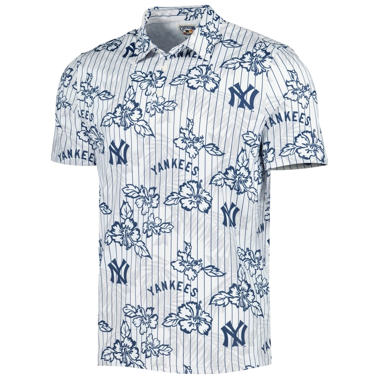 Men's New York Yankees Reyn Spooner White Cooperstown Collection Puamana Print Polo - Image 2