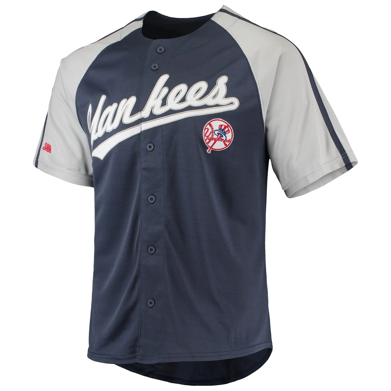 Men's New York Yankees Stitches Navy Button-Down Raglan Replica Jersey - Image 2