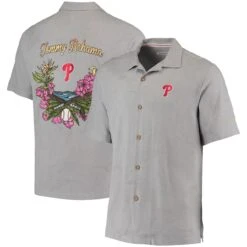 Men's Philadelphia Phillies Tommy Bahama Gray Bay Back Panel Button-Up Shirt