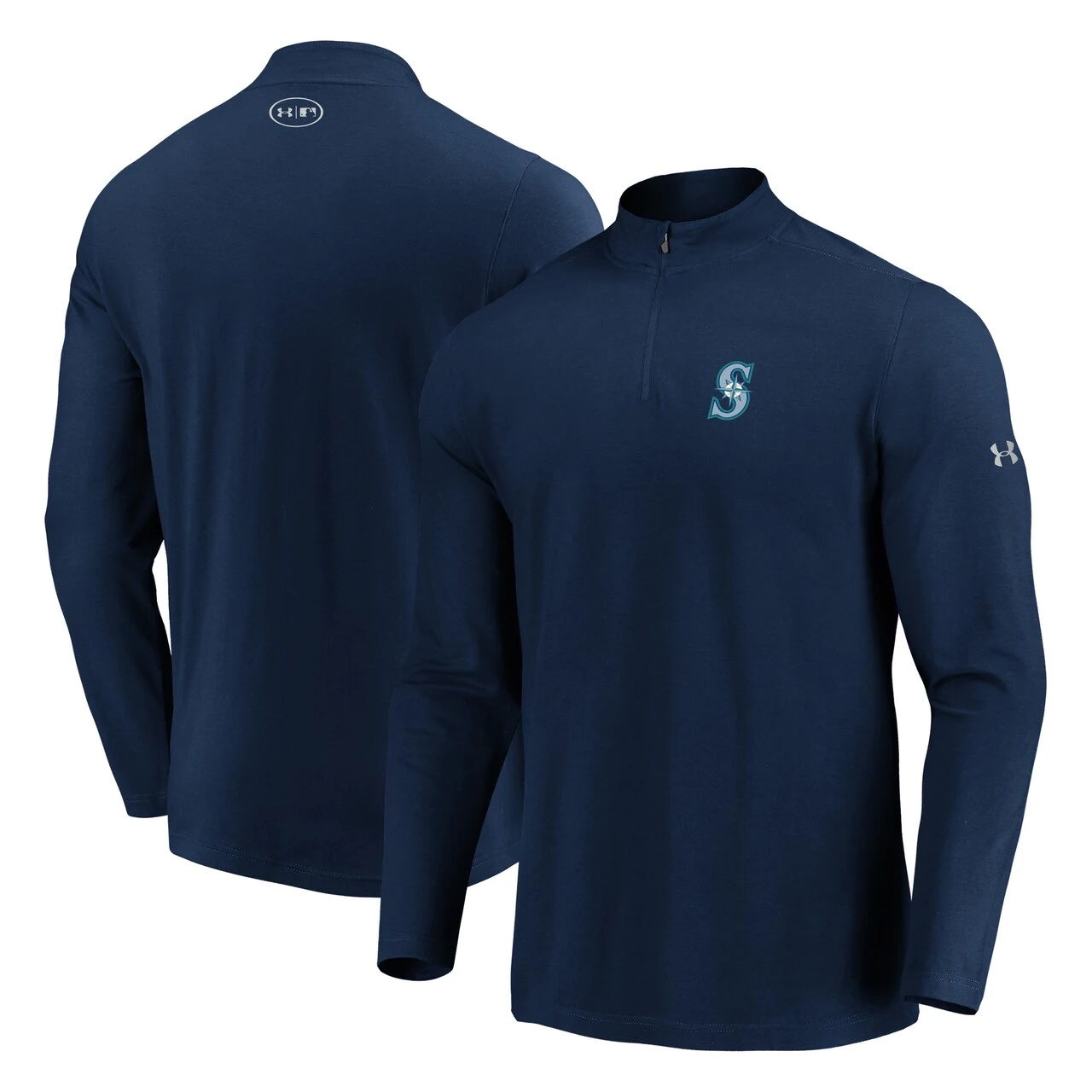 Men's Seattle Mariners Under Armour Navy Passion Performance Tri-Blend Quarter-Zip Pullover Jacket
