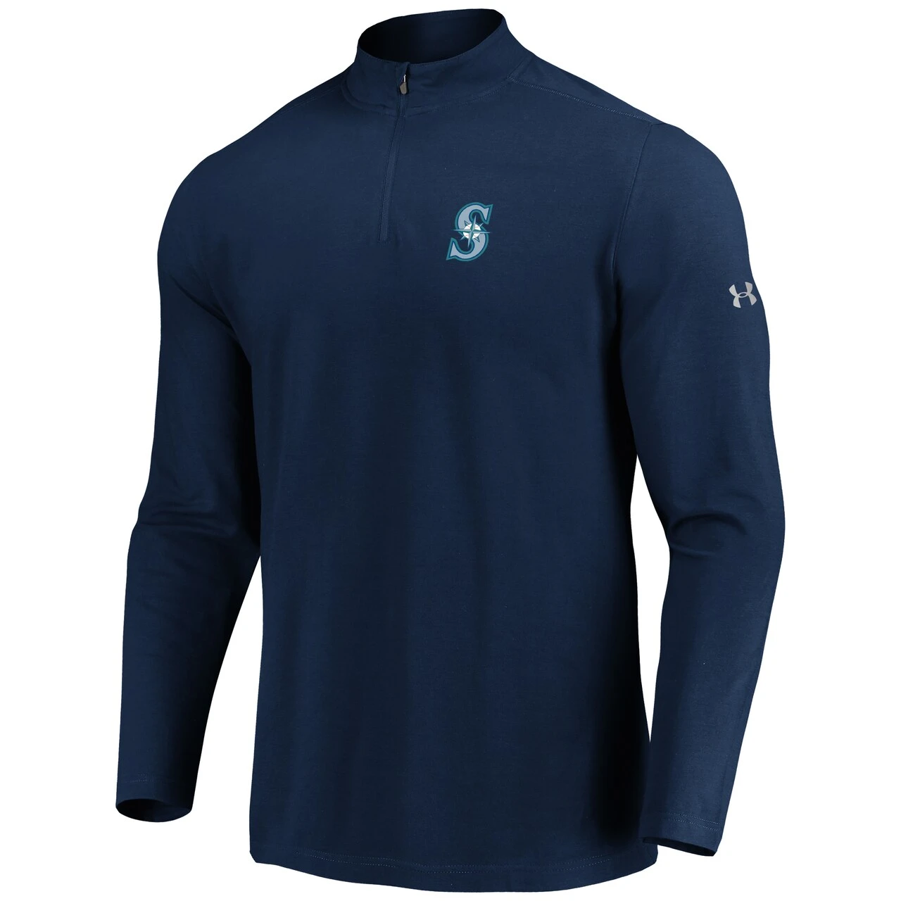 Men's Seattle Mariners Under Armour Navy Passion Performance Tri-Blend Quarter-Zip Pullover Jacket - Image 2