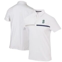 Men's Seattle Mariners White Color Blocked Stretch Polo