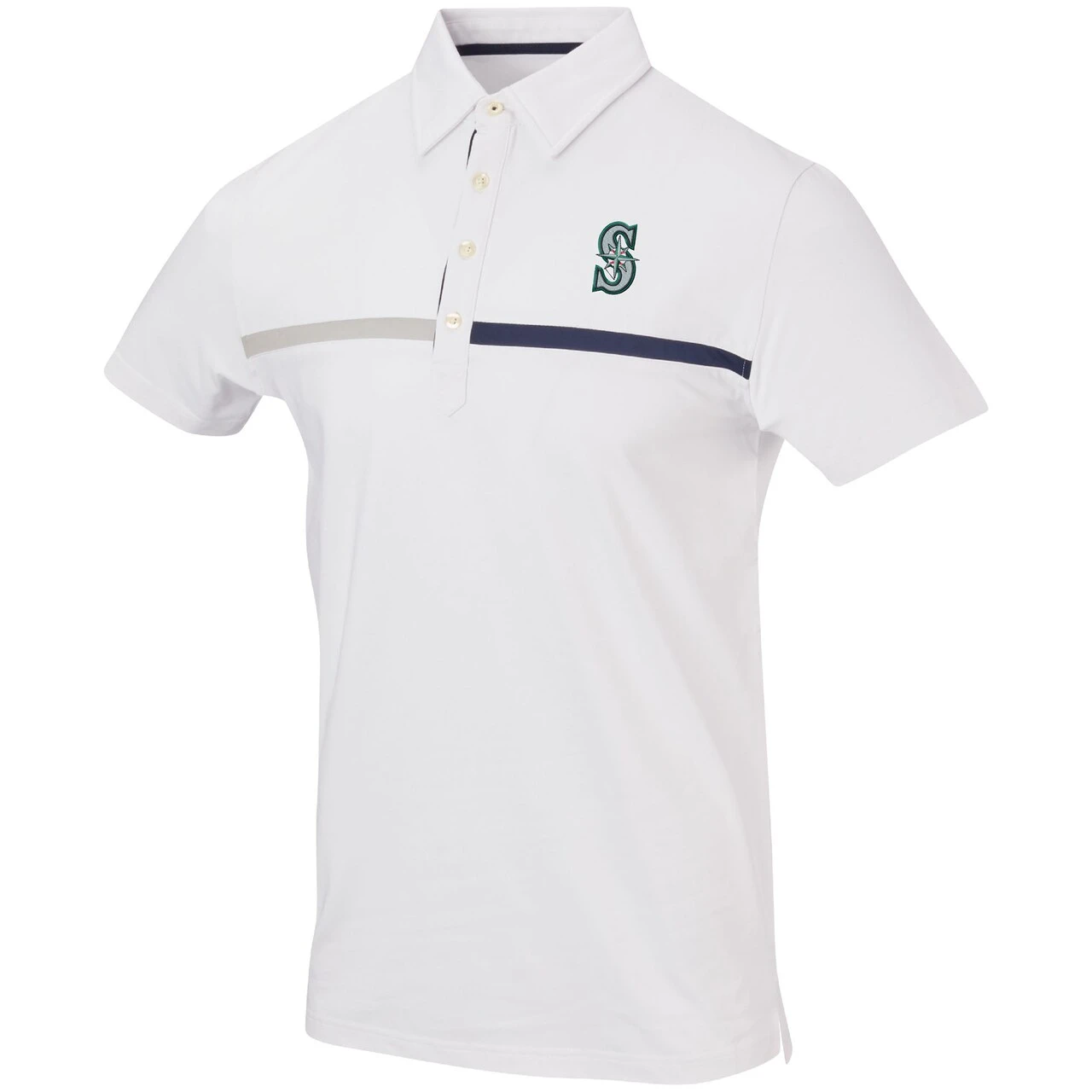 Men's Seattle Mariners White Color Blocked Stretch Polo - Image 2