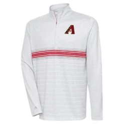 Men's Arizona Diamondbacks Antigua Heather Gray/Red Bullseye Quarter-Zip Pullover Top