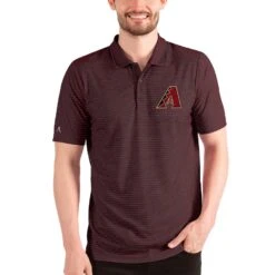 Men's Arizona Diamondbacks Antigua Heathered Black/Red Esteem Polo
