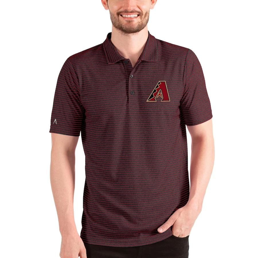 Men's Arizona Diamondbacks Antigua Heathered Black/Red Esteem Polo