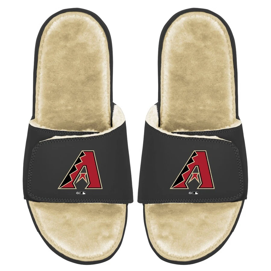 Men's Arizona Diamondbacks ISlide Black/Tan Faux Fur Slide Sandals